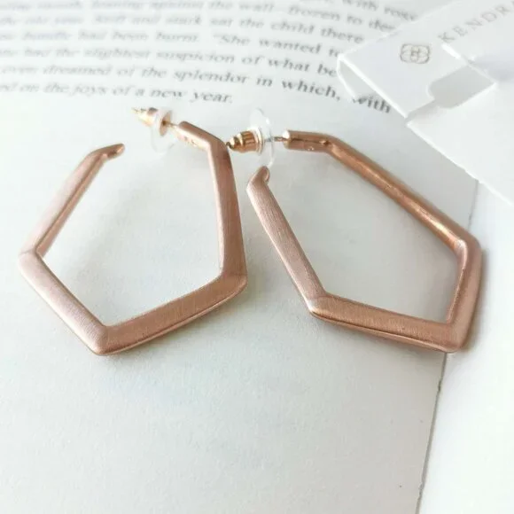 NEW Kendra Scott Lonnie Rose Gold Hoop Earrings Authentic - Picture 2 of 3